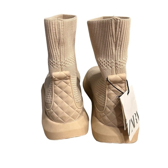 Zara STRETCHY SOCK-STYLE SNEAKER BOOTS Women’s 8.5 40 SHORT BROWN /SR19 Used - Picture 8 of 11